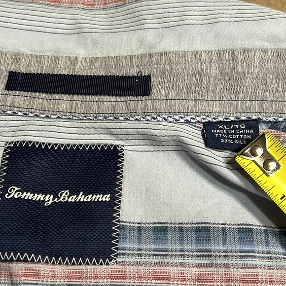 Tommy Bahama men XL shirt,cotton 77,silk (23) long sleeve,checkered,striped - Picture 11 of 16